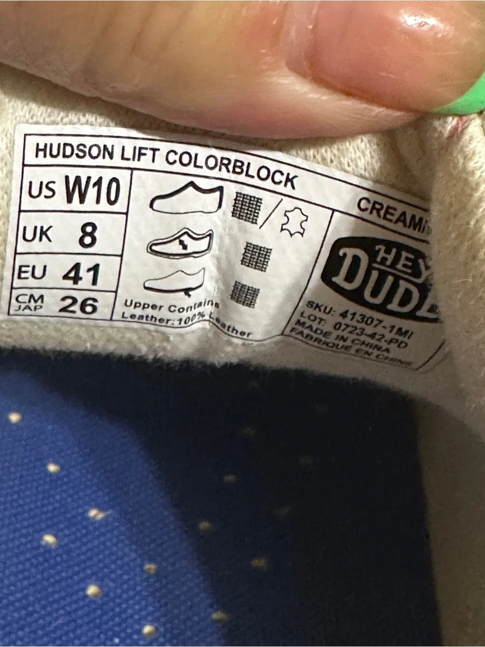 Hey Dude Women's Size 10 Hudson Lift Colorblock Cream/Multi  0221